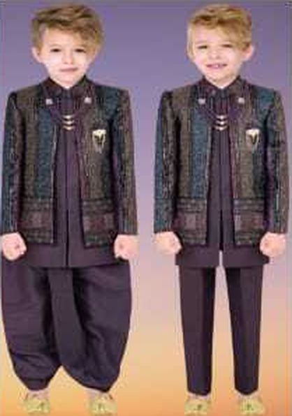 Jacquard jacket dhoti set in two styles