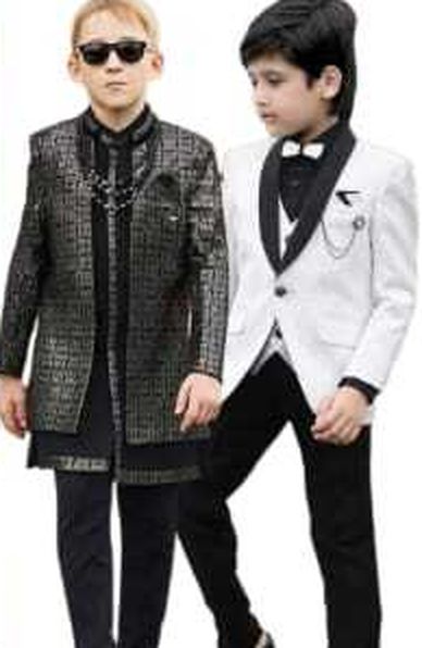 Black jodhpuri and white tuxedo